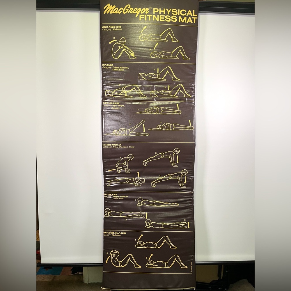 Vintage 80s MacGregor Physical Fitness Exercise Mat Workout Retro Gym Brown